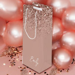 Girly Rose Gold Blush Pink Glitter Monogram Wine Gift Bag<br><div class="desc">Girly Rose Gold - Blush Pink Sparkle Glitter Script Monogram Name Gift Bag. This makes the perfect sweet 16 birthday,  wedding,  bridal shower,  anniversary,  baby shower or bachelorette party gift bag for someone that loves glam luxury and chic styles.</div>