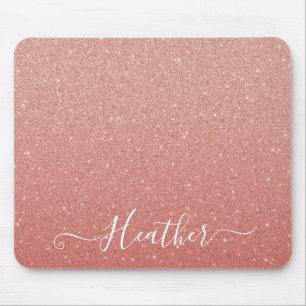 Girly Rose Gold Blush Pink Glitter Mousepad