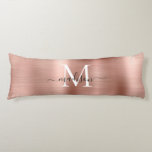 Girly Rose Gold Brushed Metal Monogram Script Name Body Pillow<br><div class="desc">Girly Rose Gold Brushed Metal Monogram Script Name Body Pillow</div>