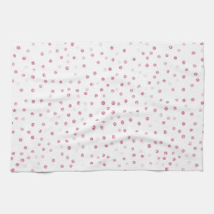 Girly Rose Gold Dots Confetti White Design Kitchen Towel