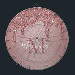 Girly Rose Gold Dripping Glitter Monogram Dartboard<br><div class="desc">Girly Rose Gold Sparkle Glitter Drips Monogram Dart Board with fashion faux blush pink/rose gold glitter drips on a chic background with your custom monogram and name. Great for anyone who loves the luxury glam lifestyle. Perfect for your luxury aesthetic! You're dripping in luxury - show it! Please contact us...</div>