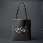 Girly Rose Gold Elegant Script Name Monogram  Tote Bag<br><div class="desc">Personalize your beautiful monogrammed trendy black Grocery Tote Bag! The text below may be personalized to your preferred sentence or even your full name; you can also delete it if you prefer. If you need help, please let us know at belytaliarecipes@gmail.com, and we will be glad to assist you. ©...</div>