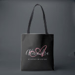 Girly Rose Gold Elegant Script Name Monogram  Tote Bag<br><div class="desc">Personalize your beautiful monogrammed trendy black Grocery Tote Bag! The text below may be personalized to your preferred sentence or even your full name; you can also delete it if you prefer. If you need help, please let us know at belytaliarecipes@gmail.com, and we will be glad to assist you. ©...</div>