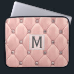 Girly Rose Gold Faux Leather|Diamonds Monogrammed Laptop Sleeve<br><div class="desc">Protect your precious MacBook or Windows laptop with this stylish, girly rose gold faux leather & diamonds laptop case. Add your initial to make it uniquely your own. Use "customize further" to edit or delete layers such as the monogram layer, change font or font colour. Part of a collection. I'm...</div>