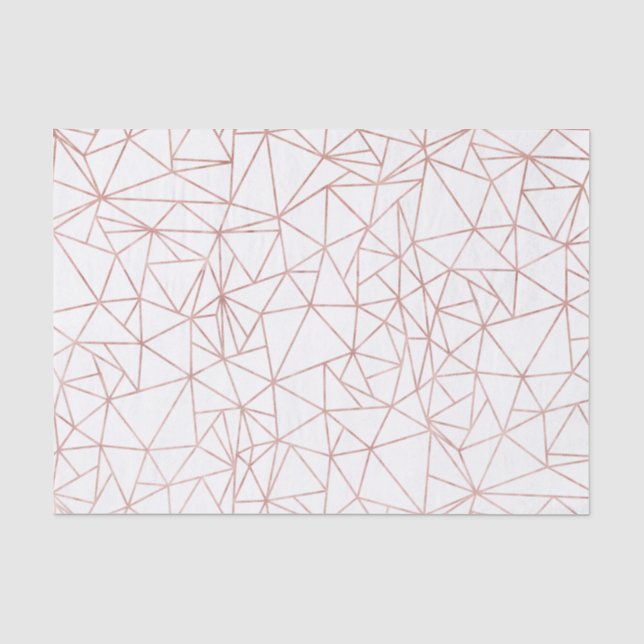 Girly Rose Gold Geometric Copper Polygon Tissue Paper (Front)