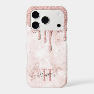 Girly Rose Gold Glam Glitter Drips
