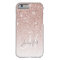 Girly Rose Gold Glitter Blush Monogram Name