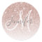 Girly Rose Gold Glitter Blush Monogram Name