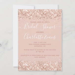 Girly Rose Gold Glitter Bridal Shower Invitation