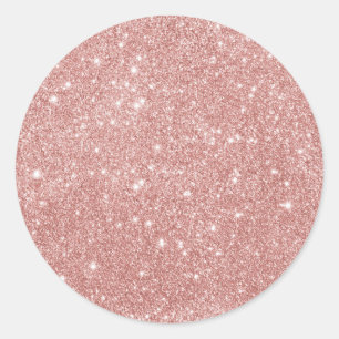 Girly Rose gold Glitter Classic Round Sticker