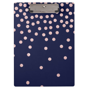 girly rose gold glitter confetti polka dots clipboard