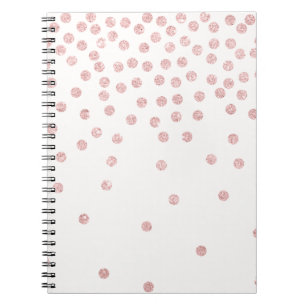 girly rose gold glitter confetti polka dots notebook