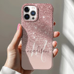 Girly Rose Gold Glitter Monogram Name iPhone 12 Case<br><div class="desc">Girly Glitter Monogram Name Case. This design is accented with a faux glitter texture. Personalize this custom design with your own name and monogram initial.</div>