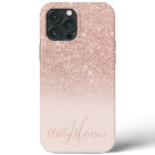 Girly rose gold glitter ombre sparkles monogrammed