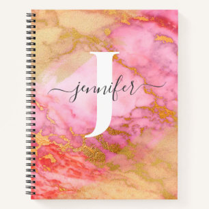 Girly Rose Gold Glitter Sparkle Monogram Notebook