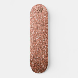 Girly Rose Gold Glitter Sparkle Personalized Skateboard