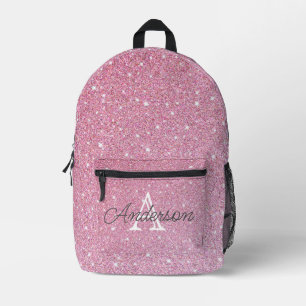 Girly Rose Gold Glitter Sparkles Monogram Name Pr Printed Backpack