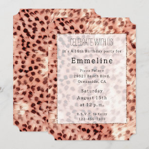 Girly Rose Gold Leopard Print Invitation