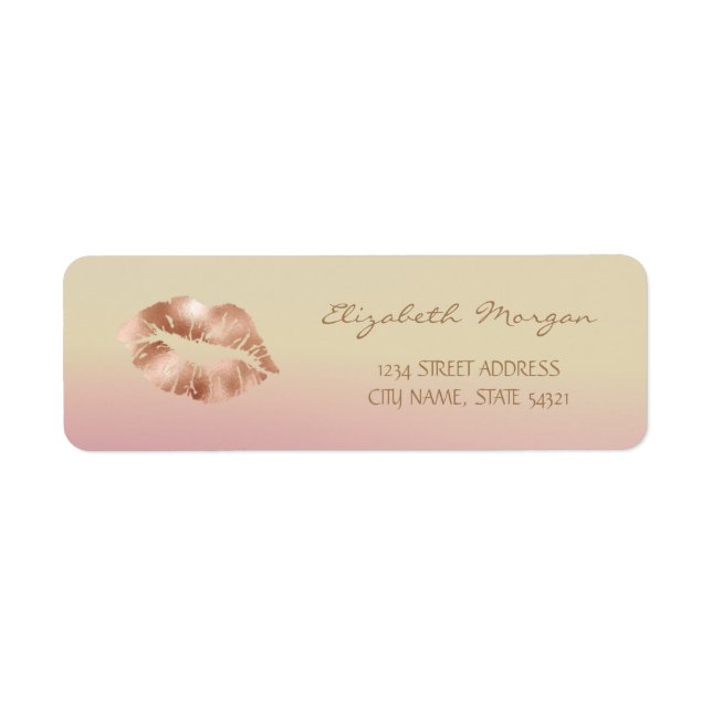 Girly Rose Gold Lips  Ombre Address Label (Front)