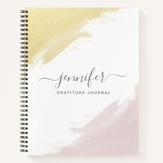 Girly Rose Gold Monogram Personalized Notebook (Front)