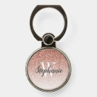 Girly Rose Gold Ombre Faux Glitter Monogram