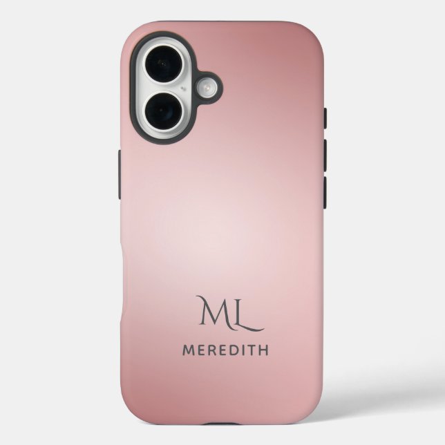 Girly Rose Gold Ombre Personalized Name Case-Mate iPhone Case (Back)