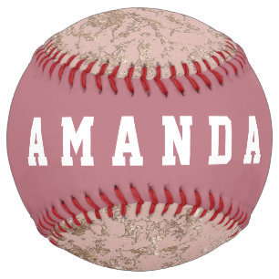 Girly Rose Gold Personalized Softball