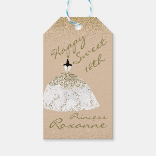 Girly Rose Gold Personalized Sweet 16th Birthday Gift Tags