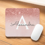 Girly Rose Gold - Pink Sparkle Glitter Monogram Mouse Pad<br><div class="desc">Girly Blush Pink - Rose Gold Sparkle Glitter Monogram Name Glam Mousepad. This Mousepad can be customized to include your first name.</div>