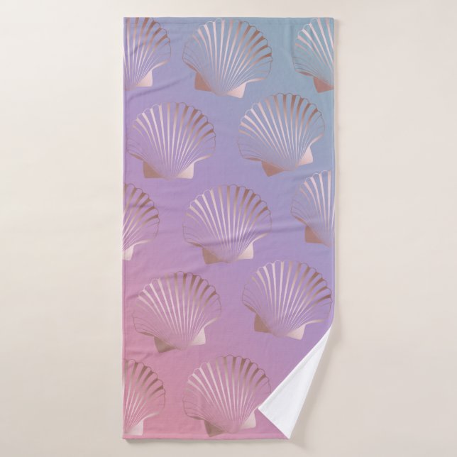Girly rose gold seashell pattern colourful bath towel set (Bath Towel)