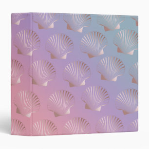 Girly rose gold seashell pattern colourful gradien binder