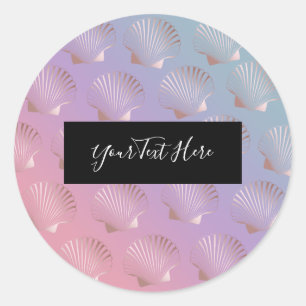 Girly rose gold seashell pattern colourful gradien classic round sticker