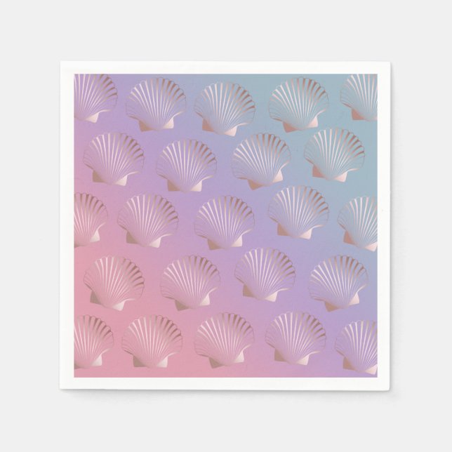 Girly rose gold seashell pattern colourful gradien napkin (Front)