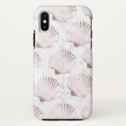Girly rose gold seashell pattern & white marble