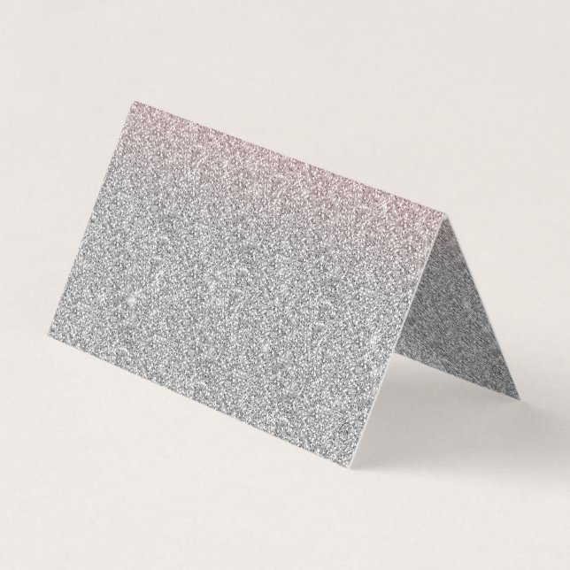 Girly Rose Gold Silver Glitter Ombre Design Business Card (Front)