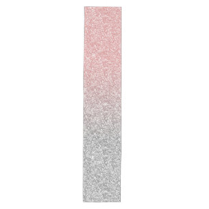 Girly Rose Gold Silver Glitter Ombre Design Medium Table Runner