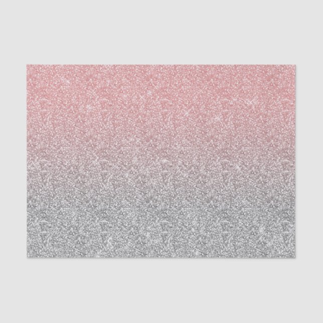 Girly Rose Gold Silver Glitter Ombre Design Tissue Paper (Front)