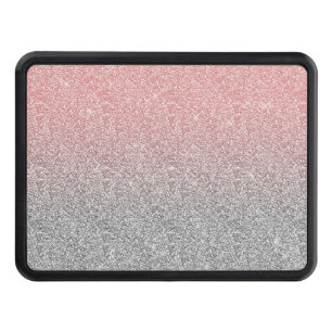 Girly Rose Gold Silver Glitter Ombre Design Trailer Hitch Cover