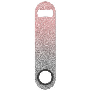 Girly Rose Gold & Silver Ombre Glitter Design Bar Key