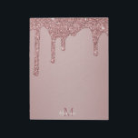 Girly Rose Gold Sparkle Glitter Drips Monogram Notepad<br><div class="desc">Girly Rose Gold Sparkle Glitter Drips Monogram Notepad with fashion faux blush pink/rose gold glitter drips on a chic background with your custom monogram and name. Great for anyone who loves the luxury glam lifestyle. Perfect for your luxury aesthetic! You're dripping in luxury - show it! Please contact us at...</div>
