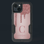 Girly Rose Gold Sparkle Glitter Drips Monogram<br><div class="desc">Girly Rose Gold Sparkle Glitter Drips Monogram Phone Case with our trendy faux glitter drips in blush pink/rose gold on a chic metallic style background. Designed by Cedar and String. To personalize further, please click the "customize further" link and use the design tool to modify the design. If you need...</div>