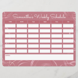 Girly Rose Gold Weekly School Schedule 