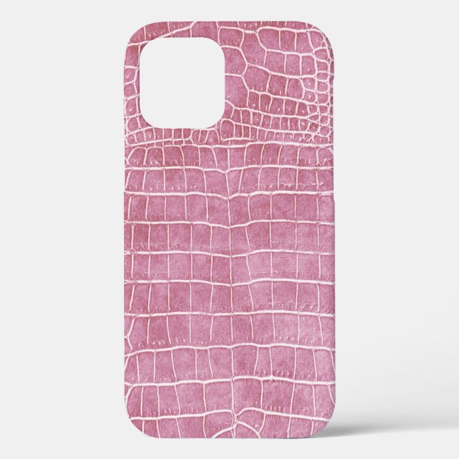 Girly Rose Pink Faux Crocodile Leather Case-Mate iPhone Case (Back)