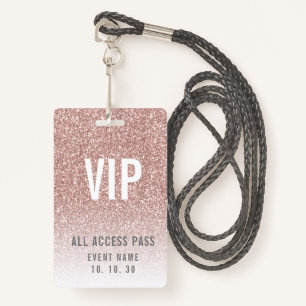 Girly Rose Pink Glitter Female VIP Access Event Badge