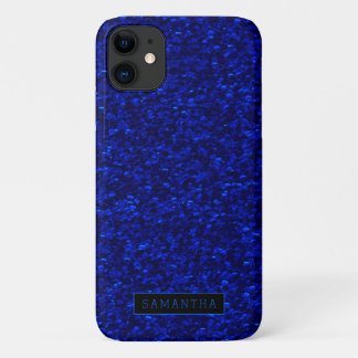 Girly Royal Blue Sparkle Sequins Monogram iPhone 11 Case