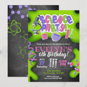 Girly Science Birthday Invitation for Girls