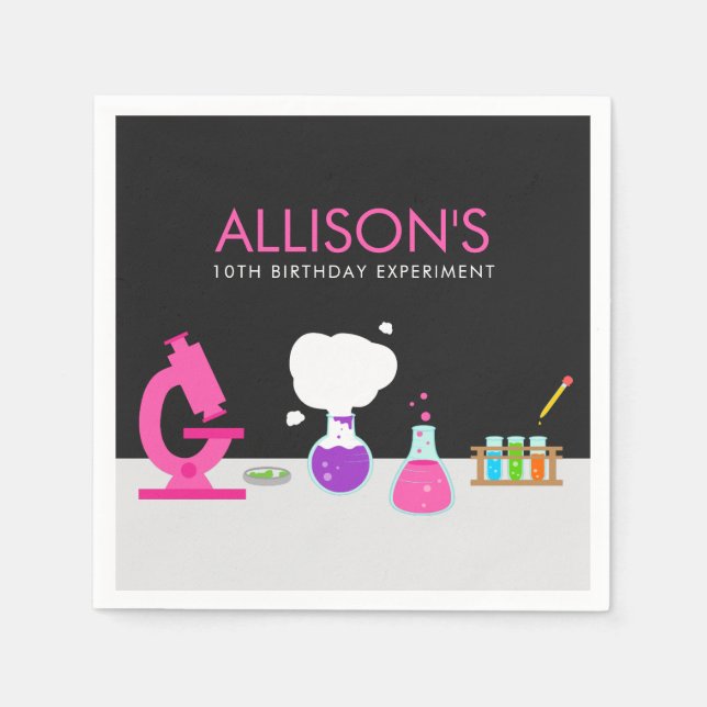 Girly Science Party Napkin (Front)