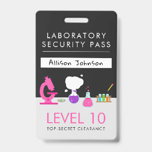Girly Science Party Security Pass Badge