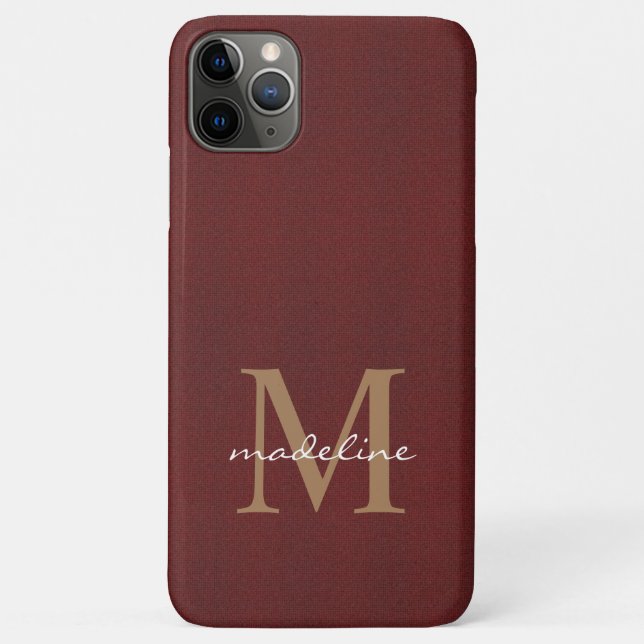 Girly Script Cotton Knitted Red Gold Monogram Case-Mate iPhone Case (Back)