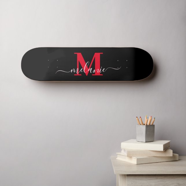 Girly Script Custom Name Monogram Skateboard (Wall Art (Horz))